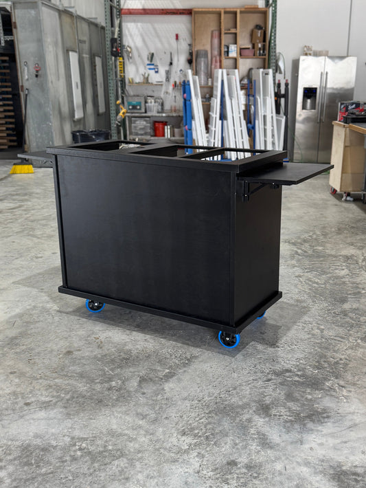 Custom Mobile Snack Cart For Melanie/ Three Top Options With Inserts/White Top & Bottom With Baby Blue Base